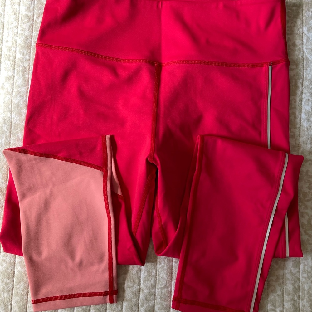 ZYIA Popsicle Pink Reflective Stripe Light n Tight High Rise Leggings